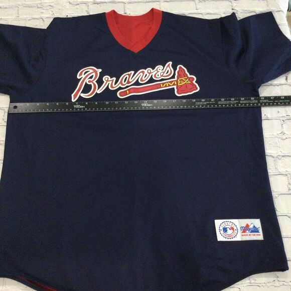 Majestic Jersey Unisex No Size Red Blue Atlanta Braves Reversable Graphic - Picture 11 of 12